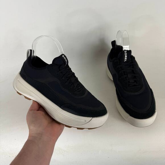 Sorel Ona 503 Platform Sneakers Womens 8 Black White Low Top Running Shoes - Picture 1 of 9